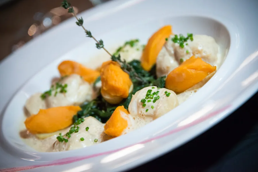 Gnocchis, patate douce rôtie, épinards